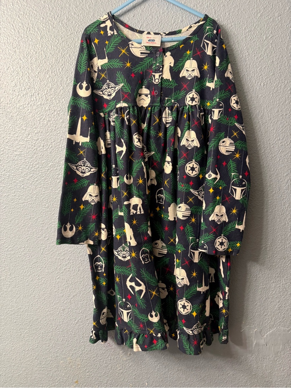 Star Wars Black Holiday Nightdress with Cream Character Prints and Green Accents